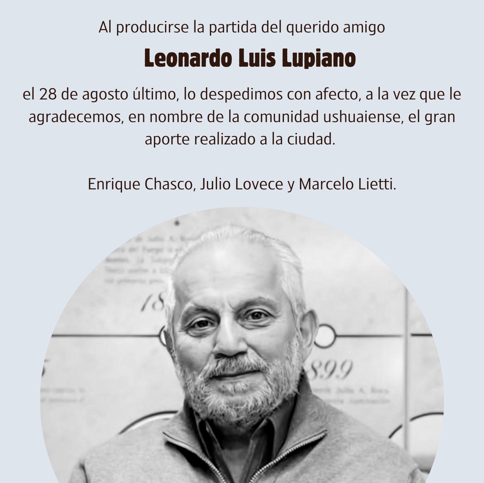 Condolencias | Leonardo Luis Lupiano